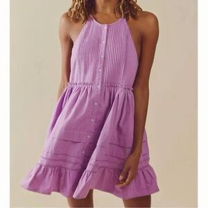 Free People Desert Days Mini Dress in Dramatic Orchid Size Small *would fit medi